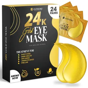 24K Gold Hydrating & Firming Eye Masks – Puffiness & Dark Circles Treatment with Hyaluronic & Amino Acids Radiant Moisture