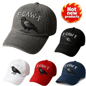 F-Caw-F Crow Hat Fcawf Hat Men Adjustable Vintage Baseball Cap Comfortable Vintage Washed Fabric Unisex Design