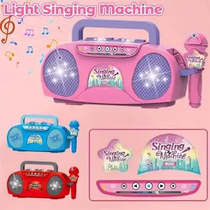 Singing Karaoke Toy Echo Microphone Audio All-in-One Singing Machine Mic Girl Music Toy Fun Educational Playtime Activity Portable Karaoke Machine with Lights