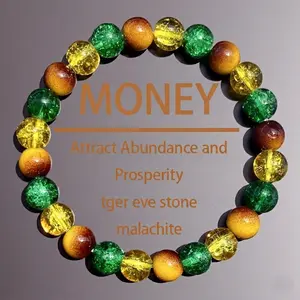 Money Attraction Bracelet with Tiger Eye -  bracelet beaded jewelry protection bracelet encouragement gift fashion artificial bracelet of the day Colorblock Beaded Natural stone Bracelet