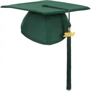 Unisex Matte Graduation Cap with Tassel Year Charm Graduation Hat for High School and Bachelor