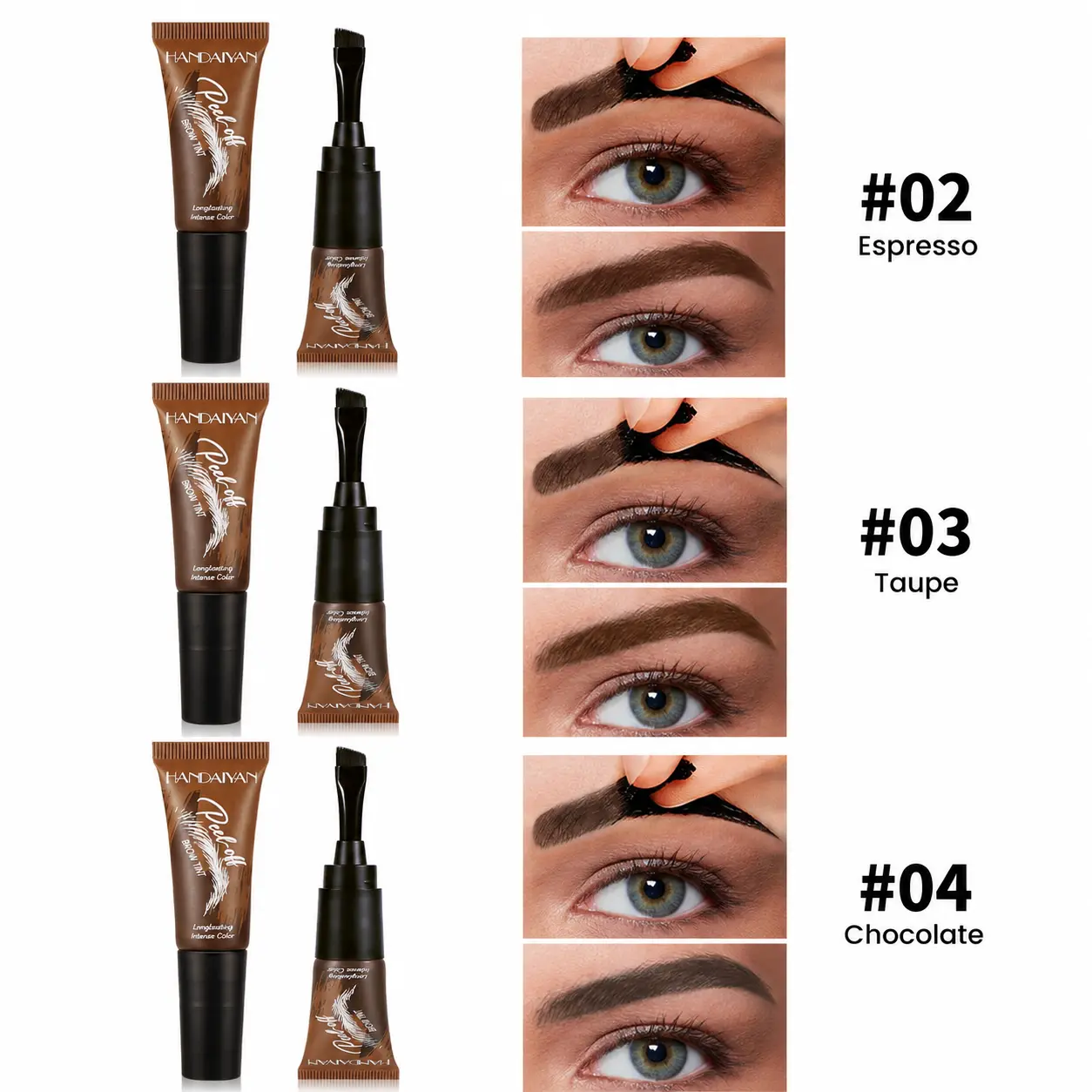 Easy Peel-Off Waterproof Eyebrow Gel - Daily Beauty Product, Eyebrow Tint for Sparse Brows, Lightweight Film-Forming Medium Coverage, Sweatproof Long-Lasting Black/Brown Tattoo Tint, DIY Beauty for Precisely Sculpted Brows & All Skin Types (Single Item)