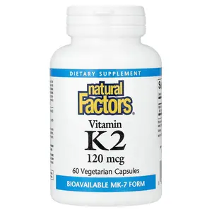Natural Factors Vitamin K2, 120 mcg, 60 Vegetarian Capsules