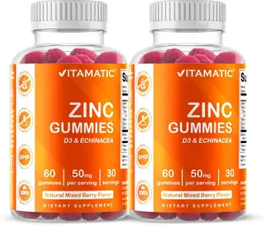 Zinc 50mg Gummies 60 Vegan Gummies Gluten Free 2 Pack Daily Immune Support Skin Health Wellness Formula for Men and Women