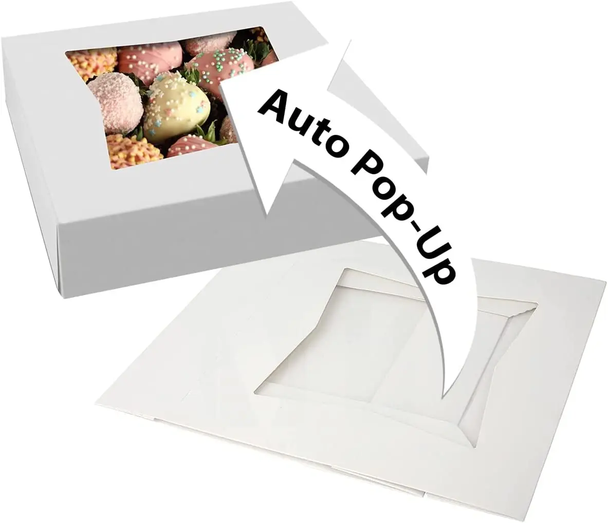 MT Products White Treat Boxes - 9" x 9" x 2.5" Bakery Boxes with Window - Made in the USA