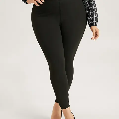 BloomChic High Rise Pleated Elastic Waist Skinny Leggings 【M-6XL】