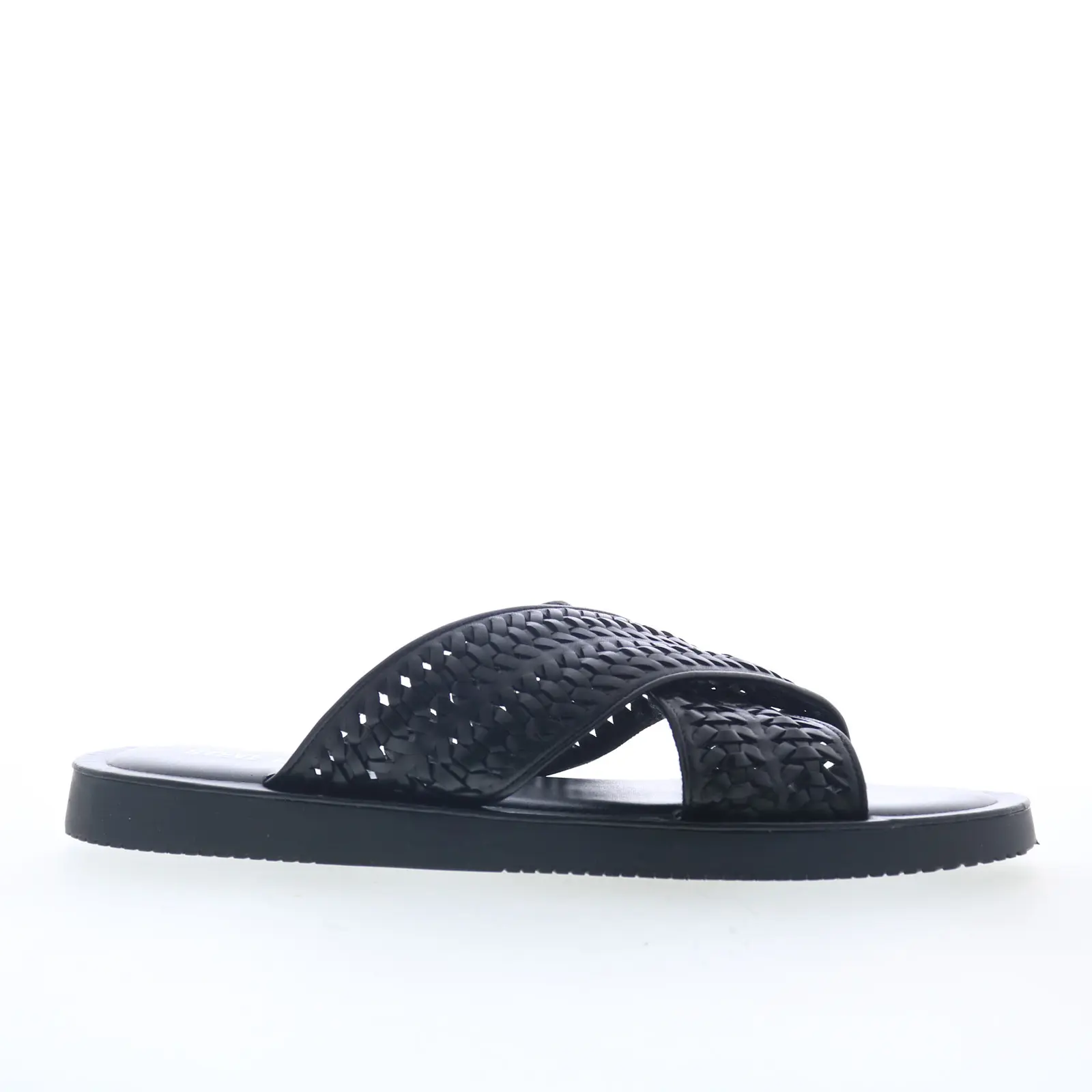 Steve Madden Blaise Mens Black Leather Slip On Slides Sandals Shoes
