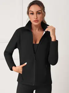 Women's Fleece Lined Zipper Jacket, Warm Breathable Design, Perfect for Travel & Outdoor Sports Running, Casual Daily Wear