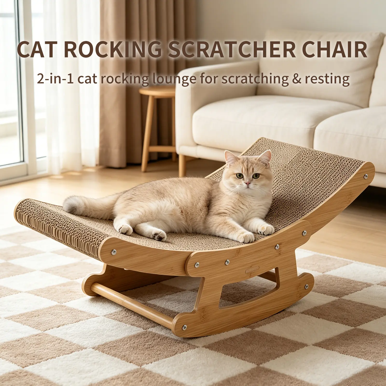 Sisal Cat Scratching Bed, 3-in-1 Nartural Sisal Wear-resisitant Cat Scratcher, Cat Scratching Board Protects Cat From Scratching, Modern Cat Furniture