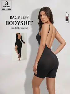 pc Seamless Body Shaper For Women With Waist Trainer, Tummy Control, Butt Lifter, Backless, Square Collar, Bodysuit