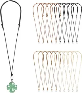 20 count Necklace Cord for Pendant Necklace String Adjustable Knotted  Craft Choker with Metal Ring for Hanging Pendants Rope, Black Necklace Cord