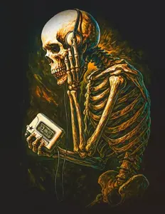 Halftone Skull Design for Black Fabric Ready to Press Heat Transfer DTF Transfer Direct to Film 300-320°F Firm Press Settings