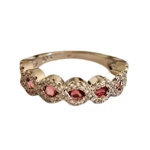 New 925 Silver Filled Ruby Diamond Band Ring for Women