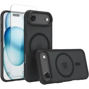 iPhone 17 AIR Slim Case (Black): Compatible with 17 AIR | Translucent Matte Cover, 1x Screen Protector | 10 FT Military-Grade Drop Protection & Shockproof Bumper