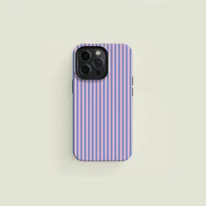 Classic Striped Light Blue & Light Pink Premium Film 2 in 1 Phone Case - Durable, Shock Absorbing and Stylish Protection - Compatible with iPhone 16, 15, 14, 13, 12, 11, Plus, Pro, Pro Max, Perfect birthday gift for friends.