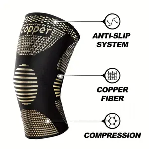 2-pc Patella-Focused Copper Knee Brace – X-Compression & Anti-Slip Design for Rugby & Intense Athletic Performance non-slip support