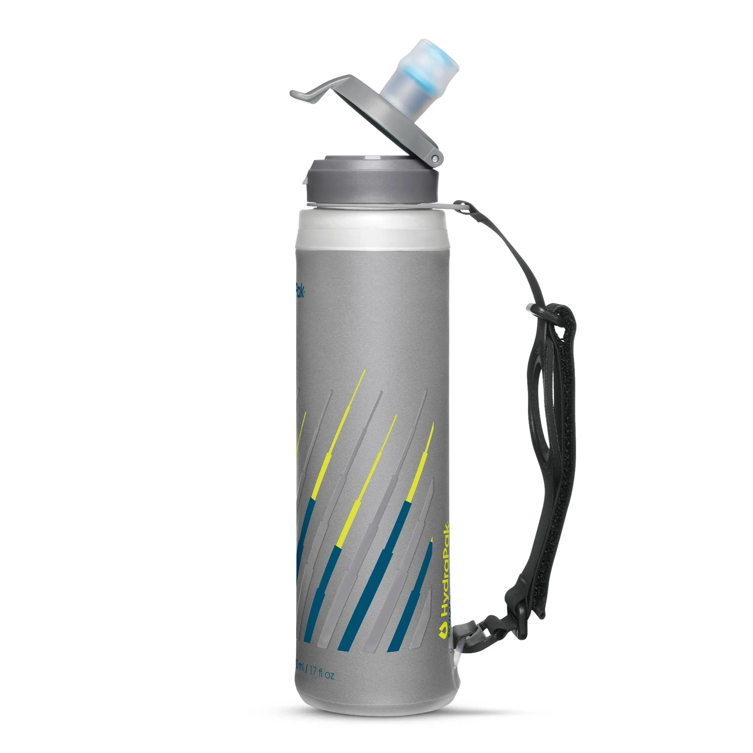 HydraPak SkyFlask Speed IT 500ml - Collapsible Insulated Handheld Running Water Bottle - Adjustable Strap, Lightweight, Spill-Proof Cap