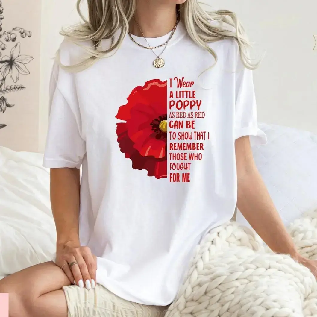 I Wear A Little Poppy Shirt, Comfort Colors Red Friday T-Shirt, Red Poppy Memorial Day Tee, Veteran Gift  cwj01