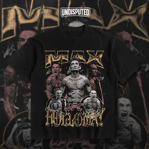 UNDISPUTED Max Holloway "Blessed" UFC Heavy Cotton Graphic T-shirt For Mens UFC 318 Fan Apparel BMF Tee Direct-to-garment Printing