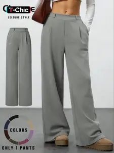 Women's Straight-Leg Loose-Fit Pants, Casual Chic Trousers, Simple Versatile Design, Soft, Skin-Friendly and Stretchy Fabric for All-Season Wear