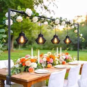 Over The Table Rod Stand with Clamps, 31-110 Inch Length 31-64 Inch Balloon Arch Backdrop Stand, Black Table Decorating Rod For Wedding Anniversary Christmas