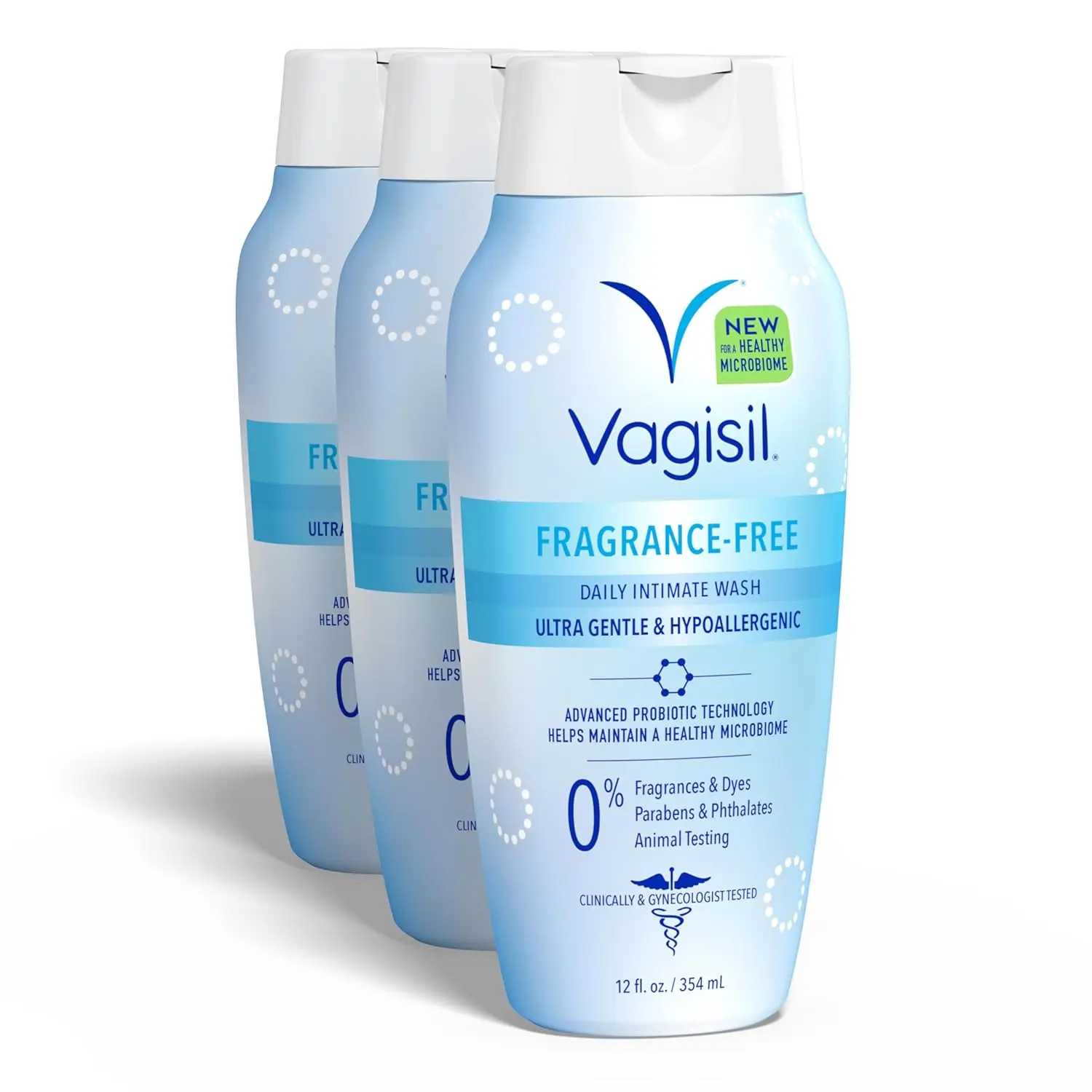 Feminine Wash for Intimate Area Hygiene, pH Balanced and Gynecologist Tested, Fragrance-Free, 12 oz (Pack of 3)