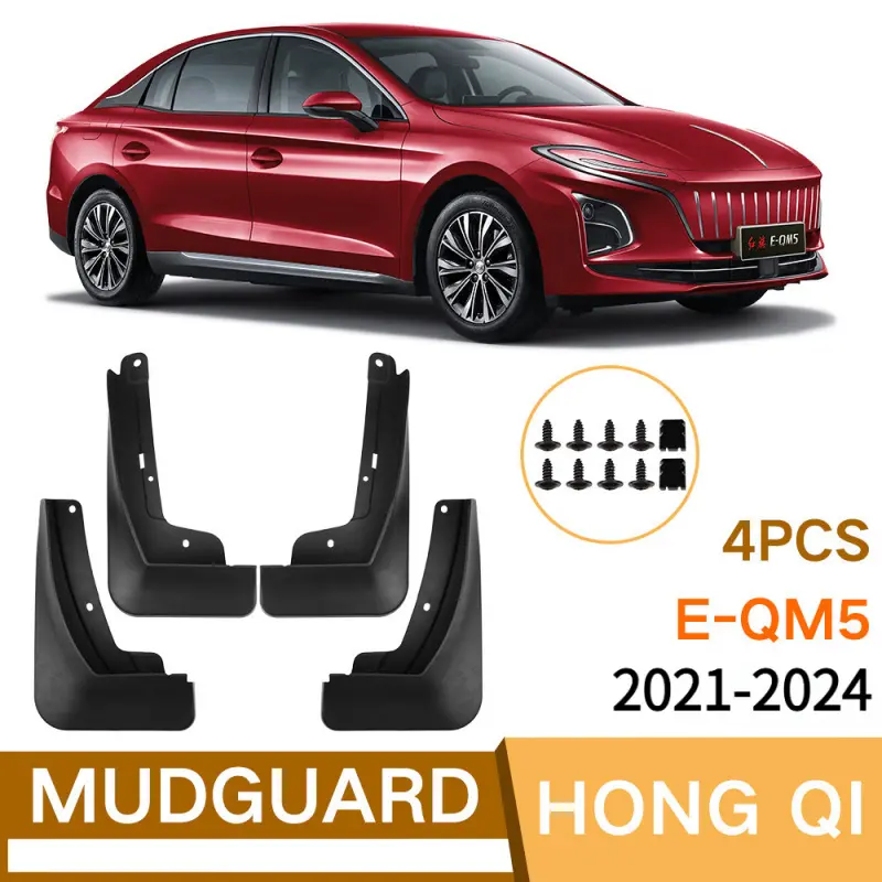 FOR Hongqi E-QM5 2021-2024 model car mudguards, all-weather protection, car modification accessories, 4-piece set, high-quality soft material, includes installation accessories, easy installation.
