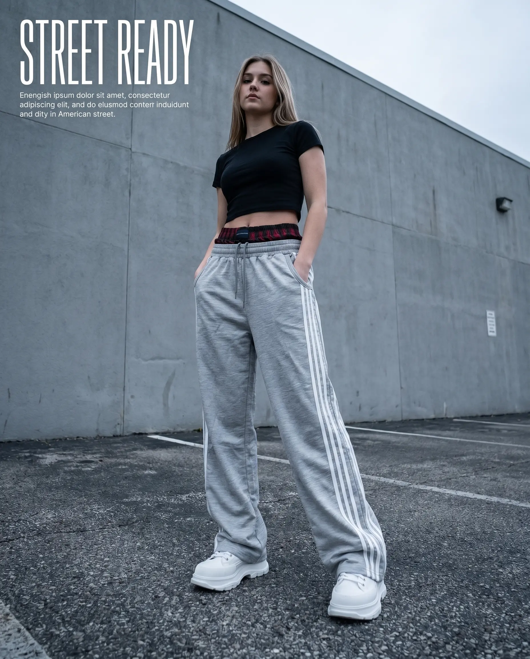 New Fashion Trends Double Waist Plaid Patchwork SweatPants Baggy Wide Leg Sweatpants for Men and Women Loose Long Pants with Pockets