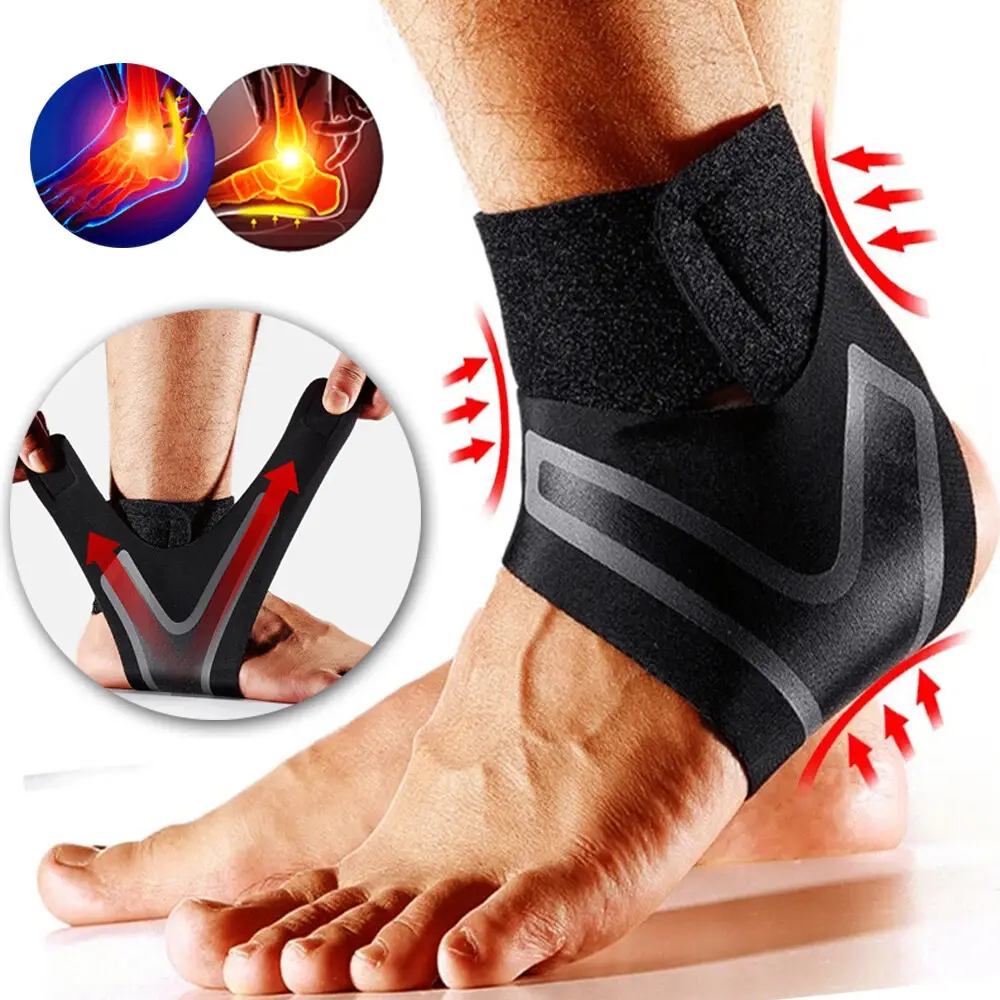 1 Pair Sports Ankle Brace Compression Sleeve - Elastic Wrap for Fasciitis Pain Relief, Sprain Support - Sports Sleeves & Support for Men and Women