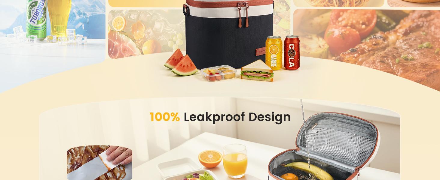 LOVEVOOK Insulated Lunch Box for Women Men, Reusable Lunch Bag for Work Picnic Beach College School, Leakproof Cooler Bag with Shoulder Strap & Ice Pack, Lunch Box/Bag for Mom Teacher Kids Girl Boy