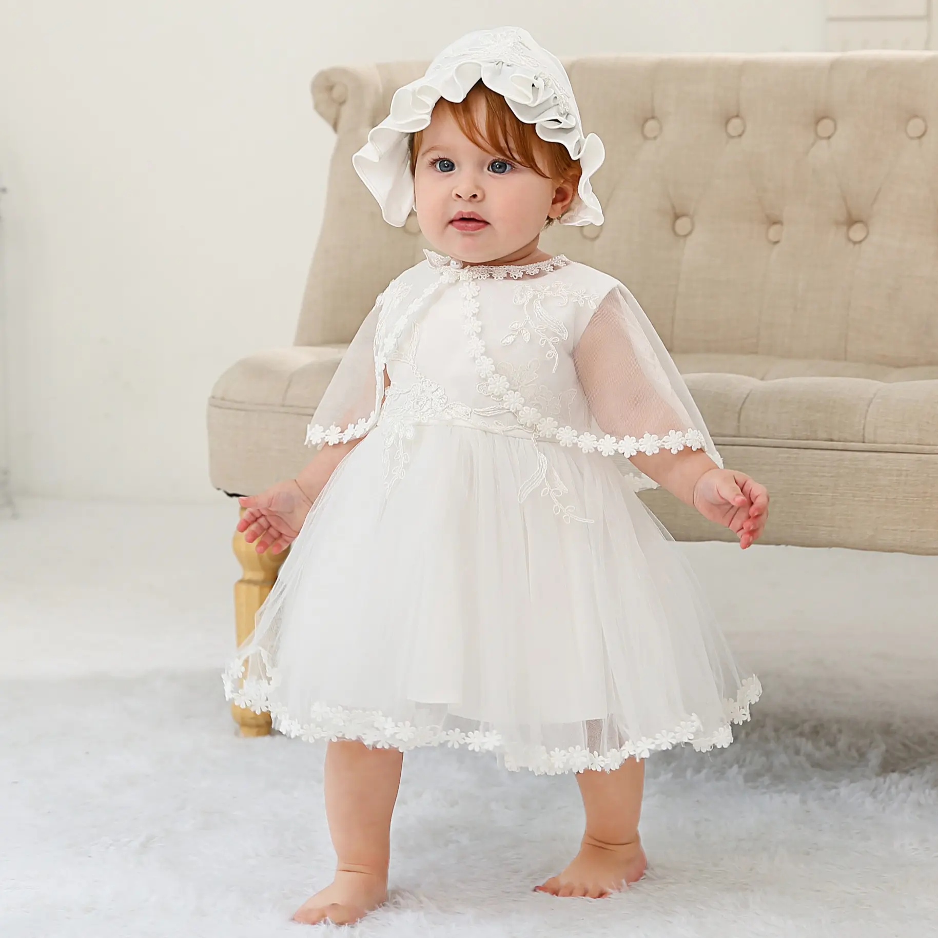 Baby Girls Christening Baptism Dress Formal Gowns Outfit Tulle Flower Girl Wedding Birthday Pageant Party Dresses With Lace Embroidered Cape - TikTok Shop Baby Girls Christening Baptism Dress Formal Gowns Outfit Tulle Flower Girl Wedding Birthday Pageant Party Dresses With Lace Embroidered Cape - TikTok Shop