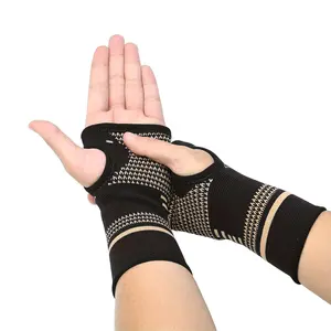 Copper Wrist Compression Sleeves Support Brace (1 Pair, Nylon Fiber), Unisex Pull-On Closure for Sports Fitness, Breathable Hand Protection for Workouts Typing
