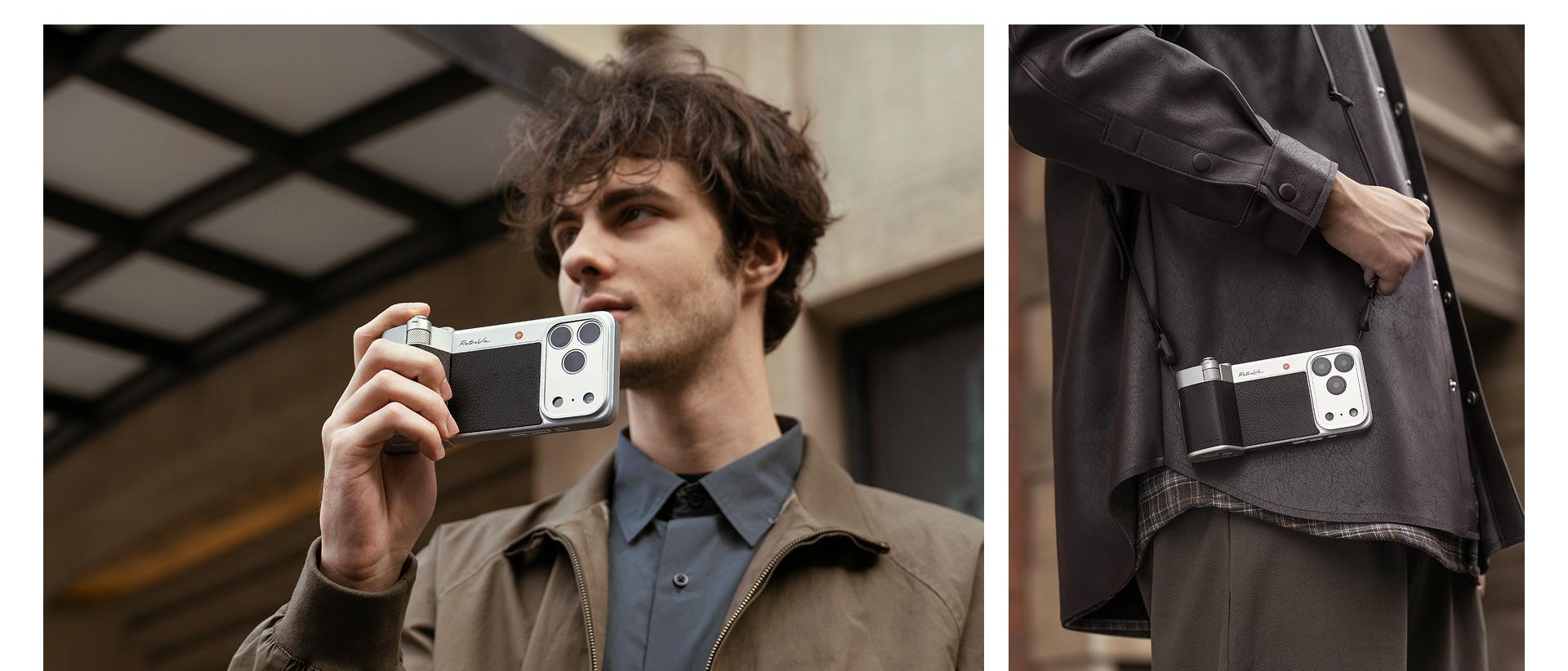 PGYTECH RetroVa Grip Kit for iPhone 17 Pro, Vintage Leather-Style Phone Case with Camera Grip, External MicroSD Recording, Bluetooth Remote Control for Photography/Daily Vloggers/Travel