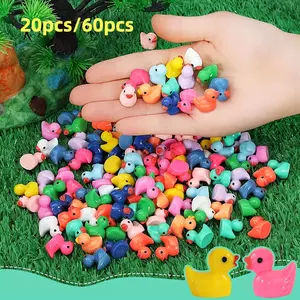 20pcs/60pcs Realistic Duck Miniature Resin Accessories, DIY Handmade Decorations, Fish Tank Ornament, Vase Filler, Cartoon Colorful Ducks