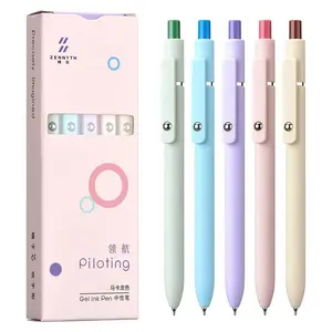 Retractable Gel Pen Office Accessories, 5 Counts/set 0.5mm Black Ink Press Type Ballpoint Pens, Writing Stationery Supplies for Student Toot Pen, Gifts for Women, Office Accessories, School Convenience Supplies, Ballpen Set, Aesthetic Pens