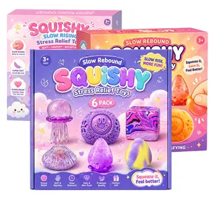 6-Piece Set Box Malt Sugar Stress Relief Fidget Toy Set, Sensory Bundle with Creative Slow-Return Squishy Designs, Different Styles, Party Gift
