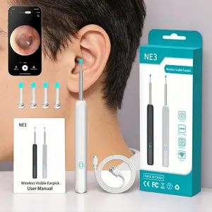 Wireless Visible Ear Scoop, HD WiFi Ear Otoscope Camera with LED Light, Safe Ear Wax Remover for Adults Kids, Visual Earwax Cleaner