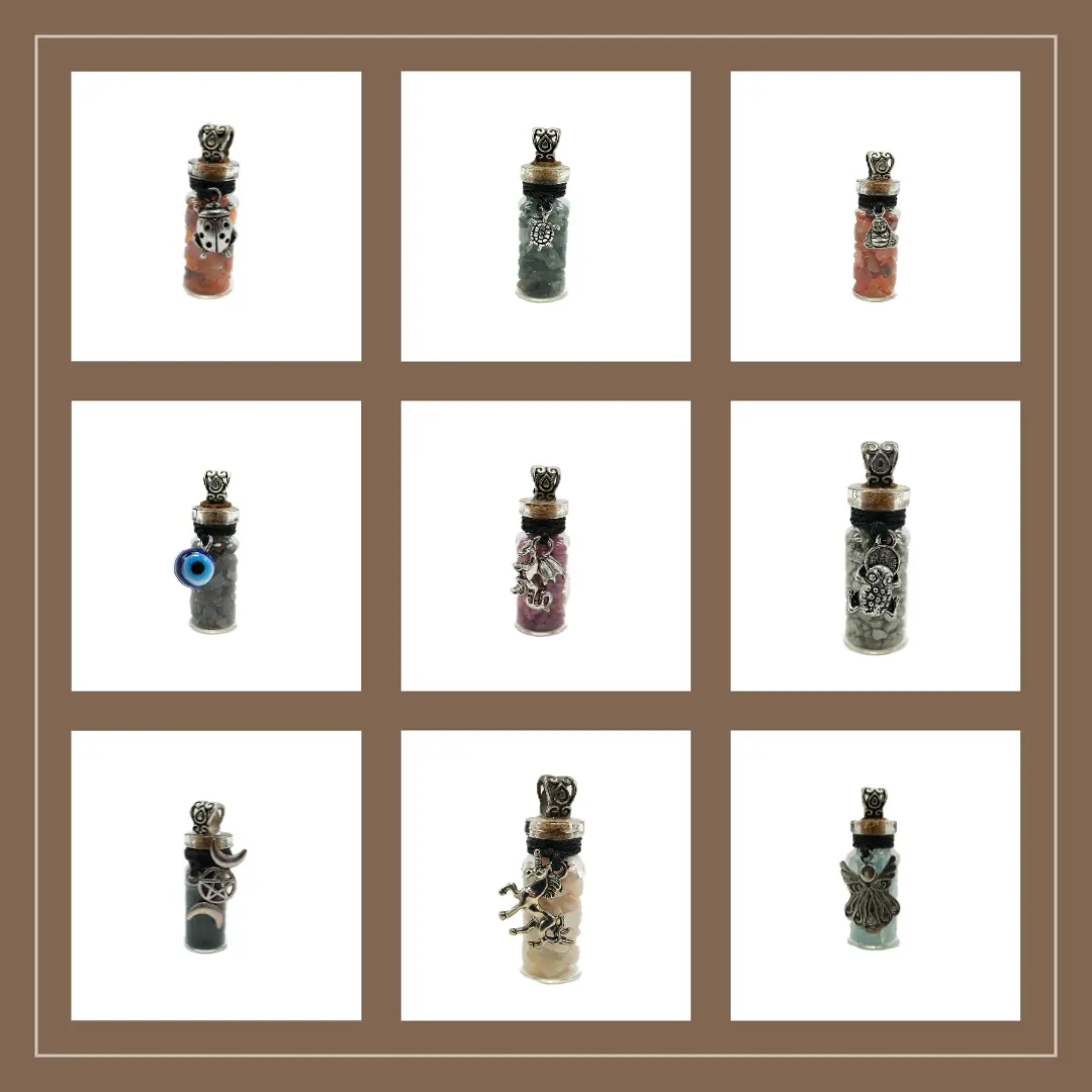 Natural Crystal Chip Bottle Intention Pendant Necklaces, Multi-Variety Design, Suitable for Casual Wear