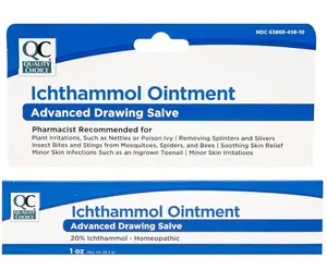 Quality Choice Ichthammol Ointment 20%, Advanced Drawing Salve, Soothing Skin Relief for Plant Irritations, Splinter, Slivers, Acne, Boils, Ingrown Hairs & Nails,Bug Bites & Stings, 1oz Tube