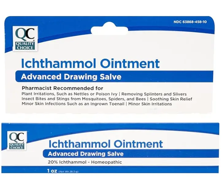 Quality Choice Ichthammol Ointment 20%, Advanced Drawing Salve, Soothing Skin Relief for Plant Irritations, Splinter, Slivers, Acne, Boils, Ingrown Hairs & Nails,Bug Bites & Stings, 1oz Tube