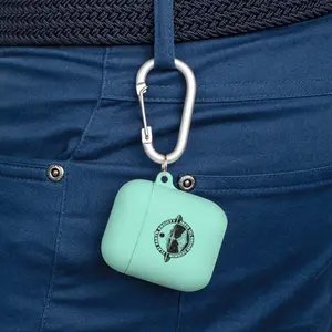 Flat Earth Society Premium TPU AirPods Case Cover with Carabiner Hook Stylish Protective Case for Wireless Headphones Unique Gift for Music Lovers Audio Protection Earbuds Shockproof White