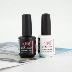 JR 2 Bottles 15 ml Of Gel Based Top Coat Base Coat Gel Polish Set-Upgrade No Wipe Extra Glossy Gel Topcoat Finish for Gel Nail Polish, Soak Off UV/LED Lamp Needed, Essentials for Long-Lasting Manicure Christmas Kit