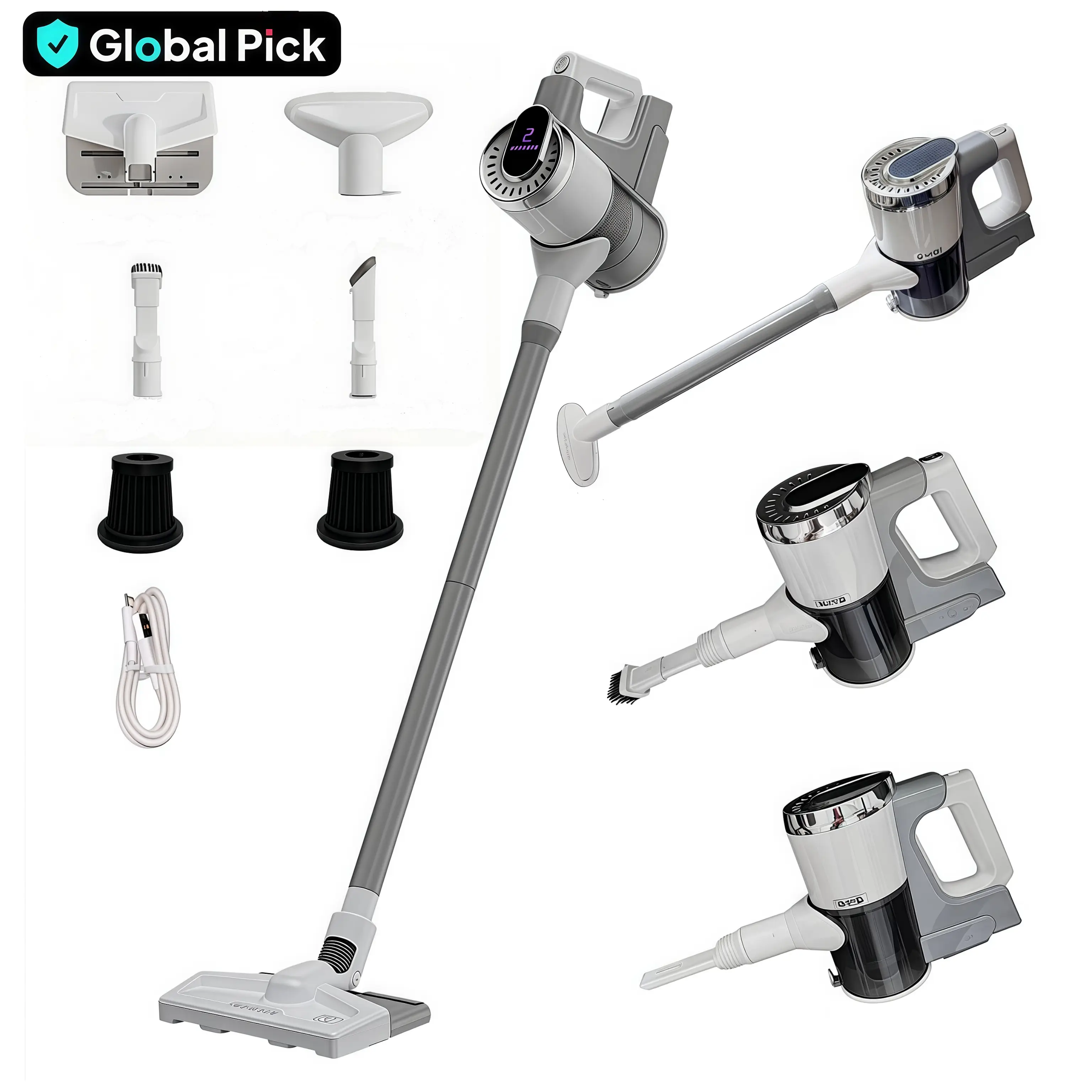 8-in-1 Cordless Vacuum Cleaner, 28Kpa Powerful Suction, 380W Powerful Brushless Motor, Lightweight Handheld Vacuum Cleaner, 30-Minute Runtime, Removab