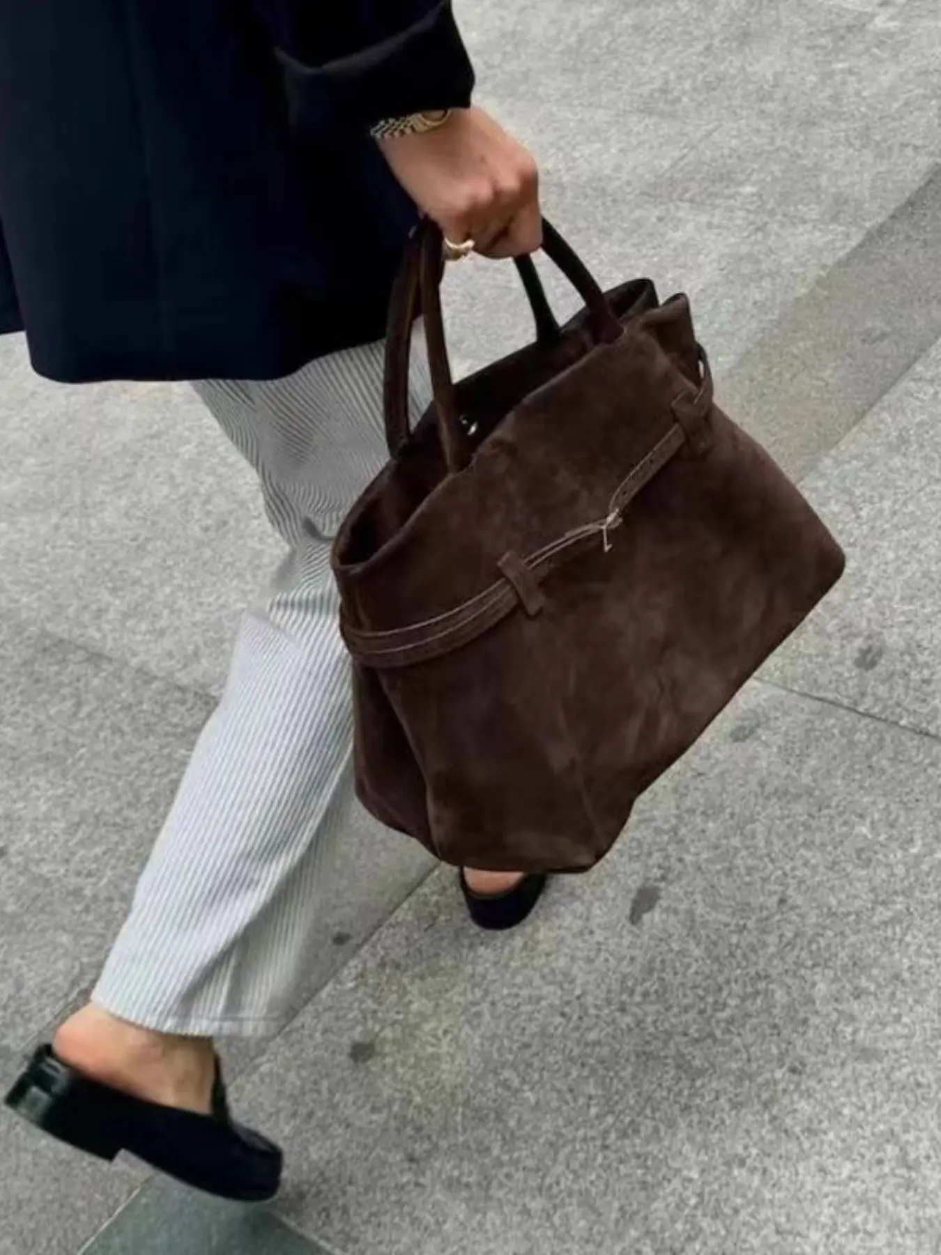 Faux Leather Handbag for Women, Elegant Autumn Winter Commuter Travel Bag with Buckle Handle, Spacious Design, Casual Commuting Handbag, Stylish Handbag, Classic Handbag, Commuter Work Bag, Elegant Fashion Handbag