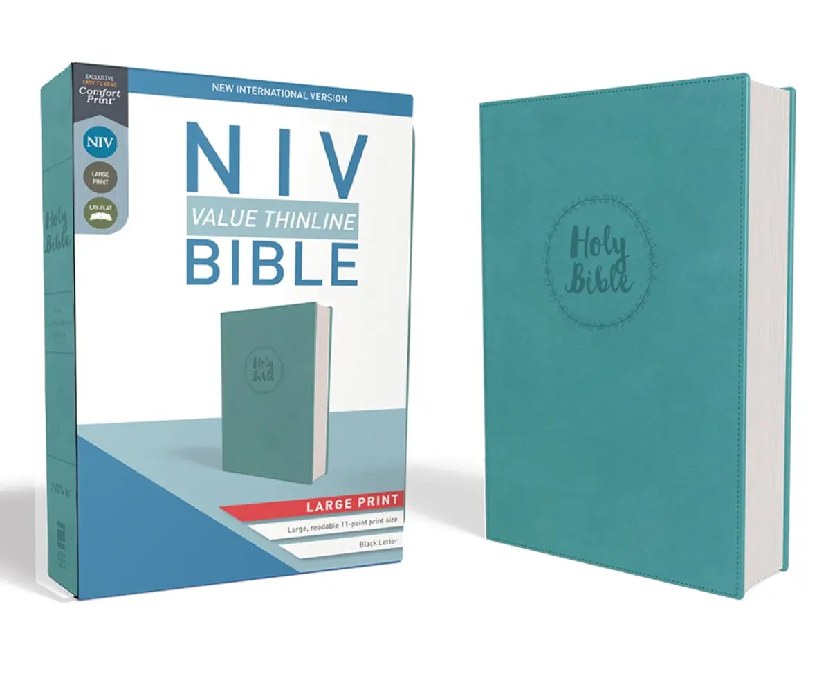 NIV Value Thinline Bible, Large Print, Leathersoft, Teal, Comfort Print