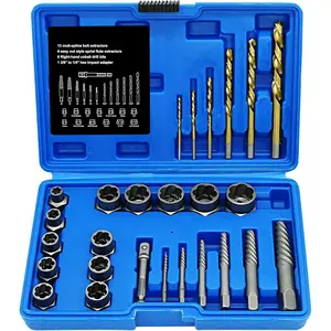 Screw Extractor Set, 26 Pieces Bolt Extractor Kit & Left Hand Drill Bit Kit, Easy Out Bolt Extractor Set with Hex Adapter for Broken, Damaged, Rusted, Rounded-Off Bolts, Nuts & Screws