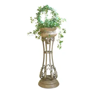 Budapest Metal & Stone Pedestal Planter in Gold  0935070