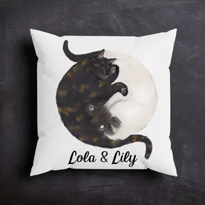 Sleeping Siamese and Tortoiseshell Cats Pillow
