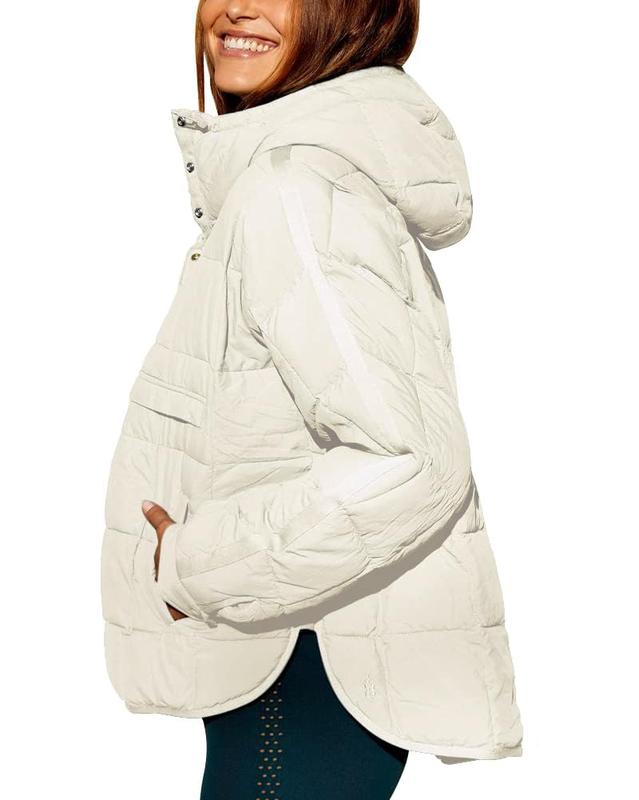 UTCOCO Women’s Quilted Packable Puffer Jacket with Hood – Oversized Winter Coat for Outdoor, Black & Fitted