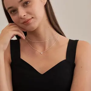 Tewiky  Necklaces for Women, Dainty Silver  Necklace  Long Lariat Necklace Simple Choker Necklaces for Women Trendy Silver Necklace Jewelry Gifts thali necklace